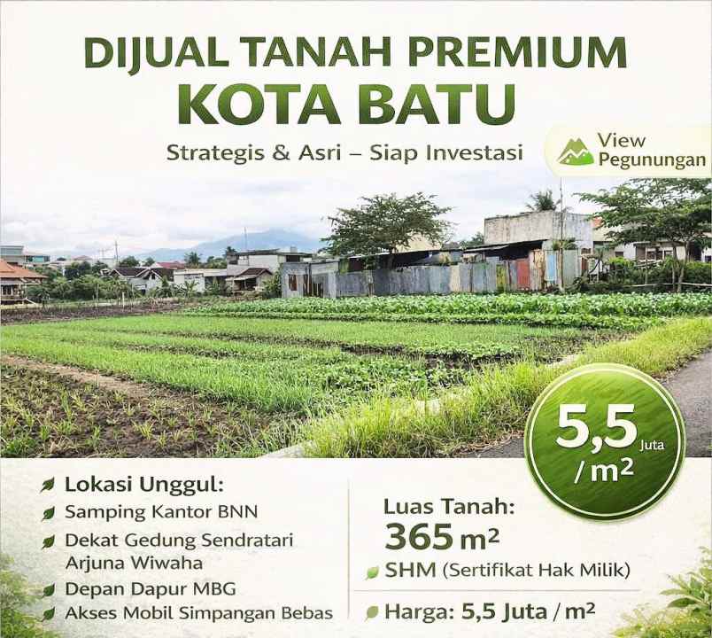 dijual tanah premium sisir batu 2 008 milyar