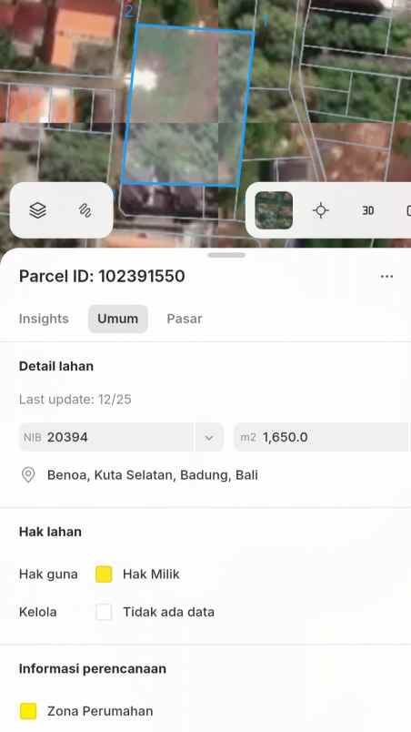 dijual tanah taman kebo iwo