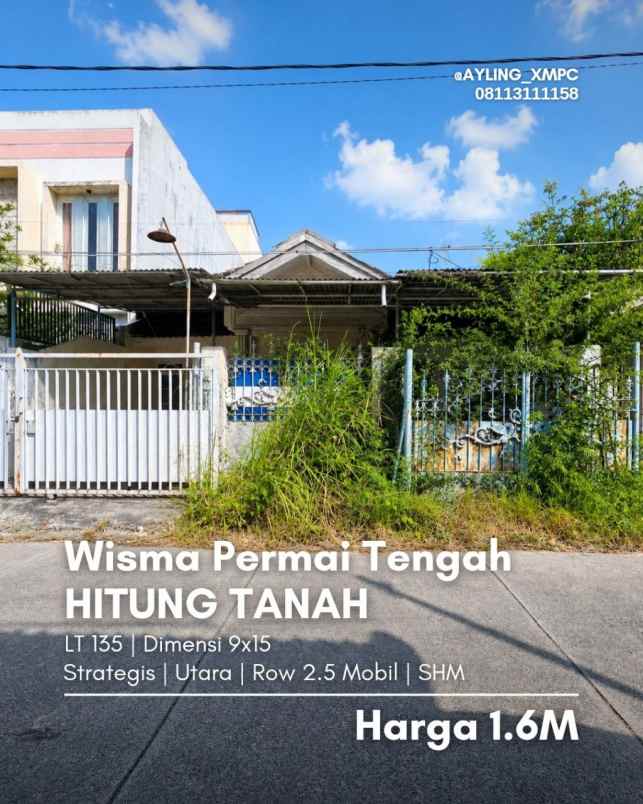 dijual tanah wisma permai tengah