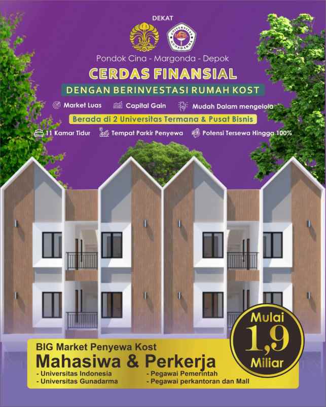 investasi kost dekat kampus ui