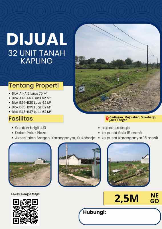 jual cepat 32 tanah kavling murah sukoharjo