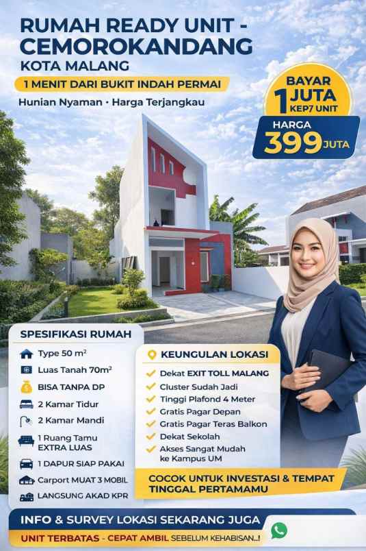 modern cemorokandang 2 lantai 300 jutaan malang