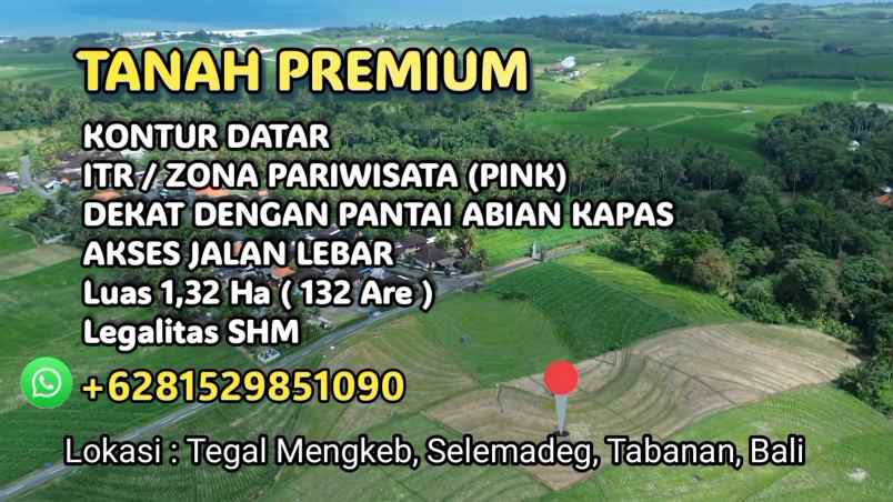 tanah sawah zona pink pariwisata di tabanan bali