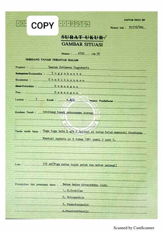 tanah yogyakarta 10 menit tugu jogja shm p