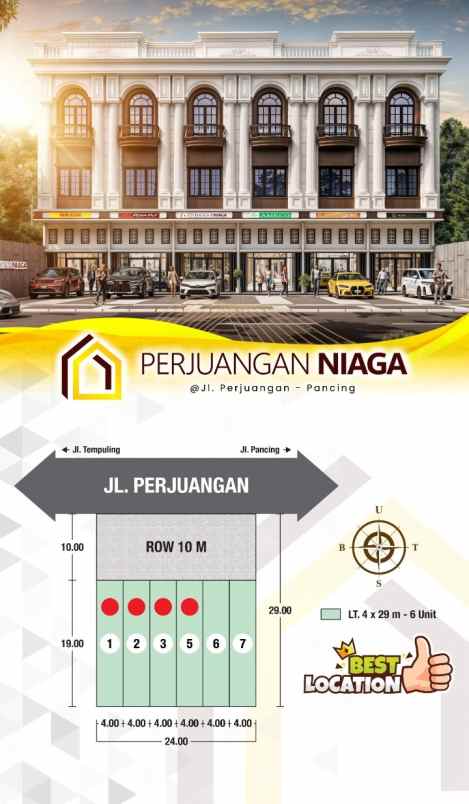 dijual ruko gudang kantor jalan perjuangan hm yamin