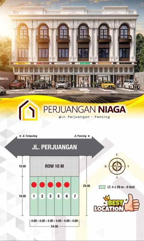 dijual ruko gudang kantor jalan perjuangan hm yamin