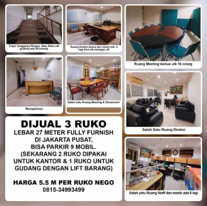 dijual ruko gudang kantor kramat raya senen jakarta