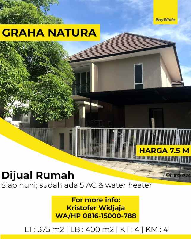 dijual rumah graha natura surabaya barat