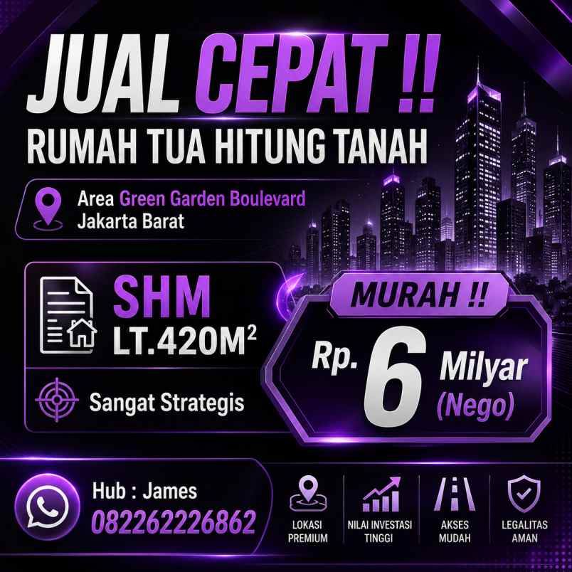 dijual rumah green garden boulevard