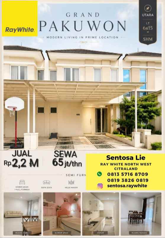 dijual rumah jalan grand pakuwon