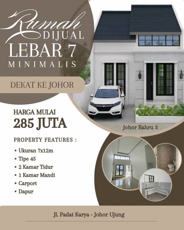 dijual rumah jl padat karya johor ujung