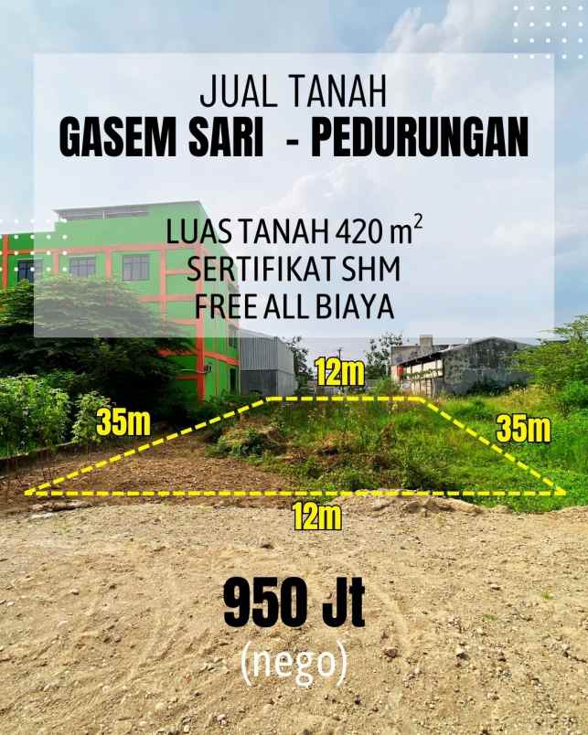 dijual tanah di gasemsari pedurungan semarang
