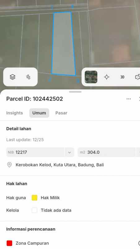 dijual tanah intan permai
