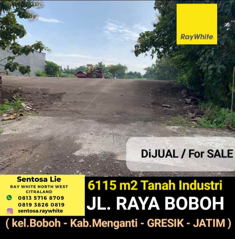 dijual tanah jalan raya boboh