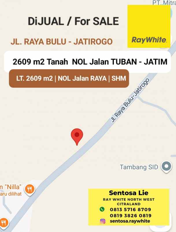 dijual tanah jalan raya bulu jatirogo