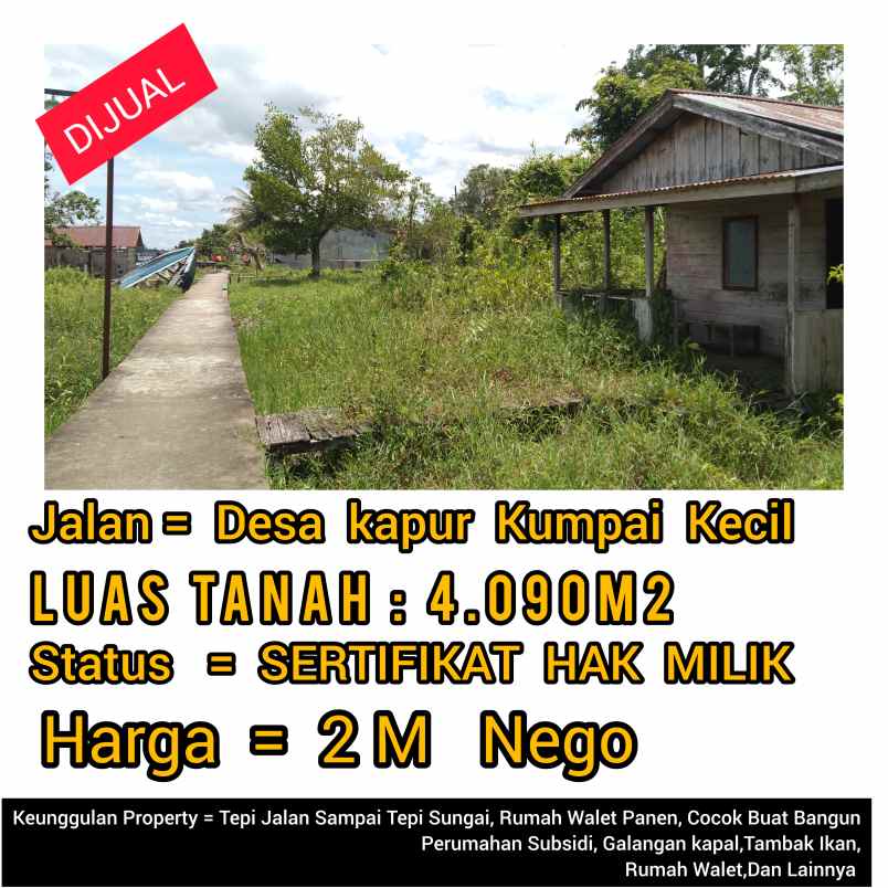 dijual tanah jalan raya desa kapur