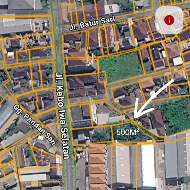 dijual tanah jl kebo iwo selatan
