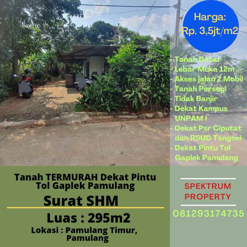 dijual tanah pamulang timur pamulang