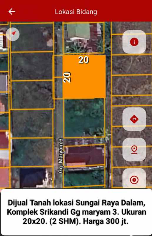 dijual tanah sungai raya dalam