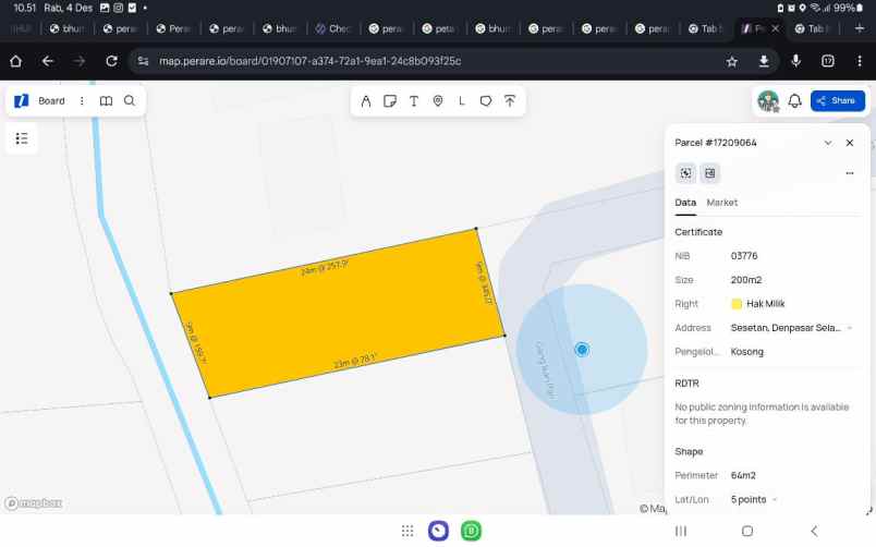 jual tanah luas 400 m di sesetan denpasar