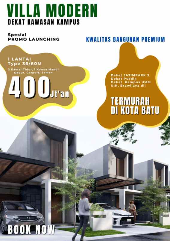 rumah modern lokasi daerah pendem kota batu