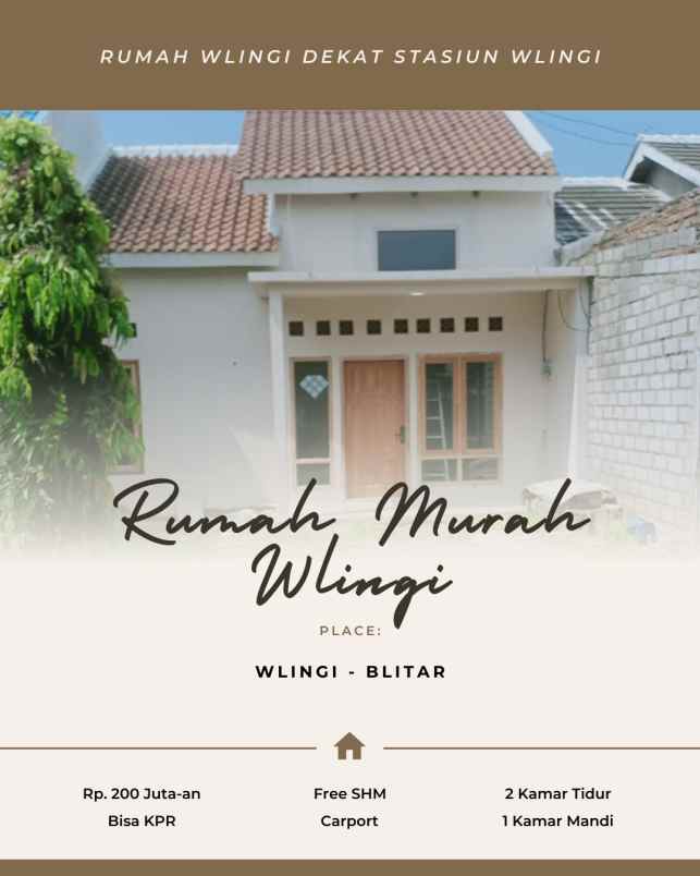 rumah murah wlingi free shm