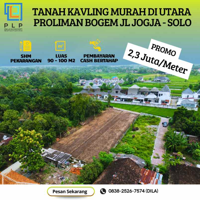 tanah kavling shm pekarangan di utara proliman bogem