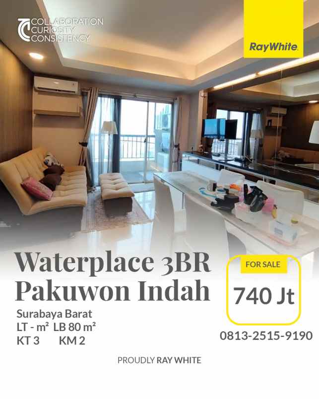 dijual apartment waterplace 3br furnish termurah