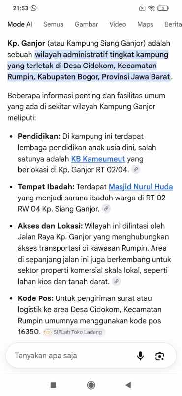 dijual lahan tanah pinggir jalan kabupaten