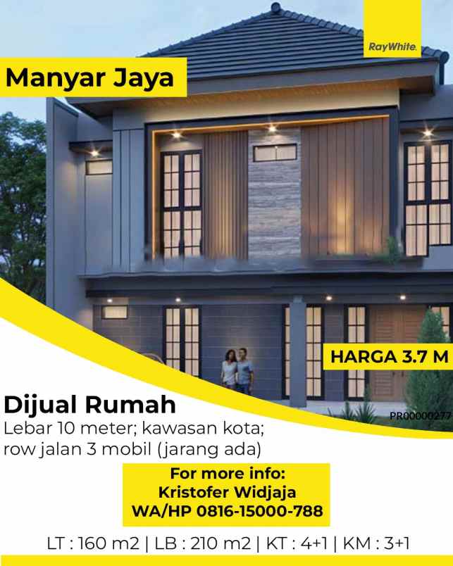 dijual rumah baru manyar jaya surabaya lebar 10 meter