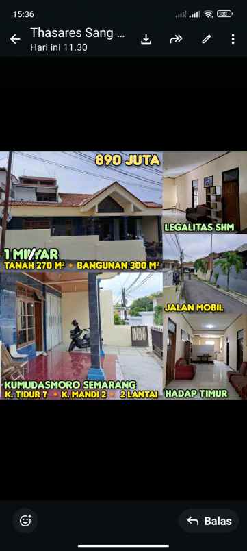 dijual rumah di kumudasmoro bongsari semarang