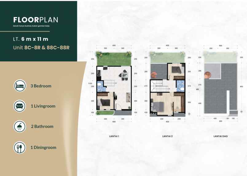 dijual rumah effiel suites jalan bersama