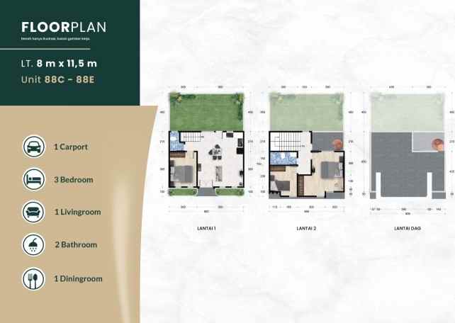 dijual rumah jalan bersama tol bandar
