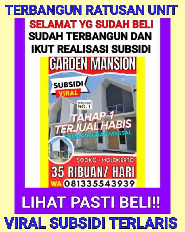 dijual rumah perumahan garden mansion