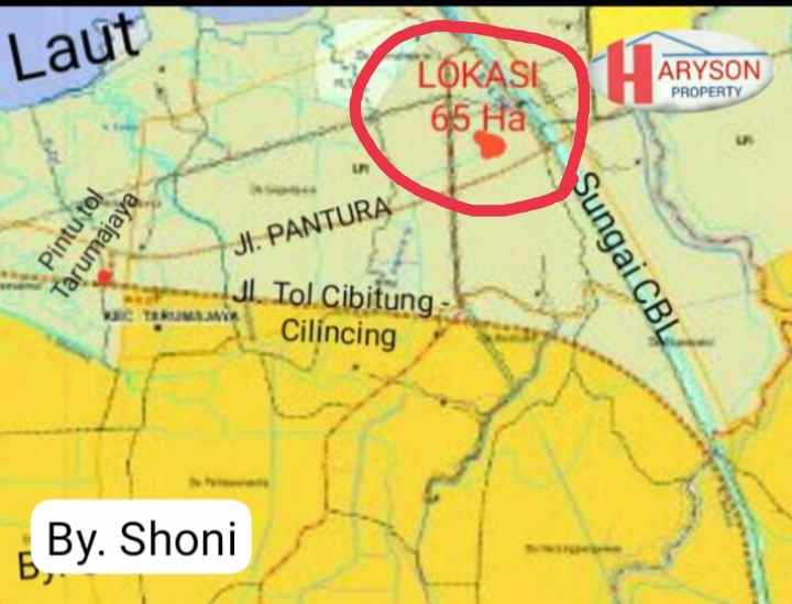 dijual tanah 65 hektar babelan bekasi