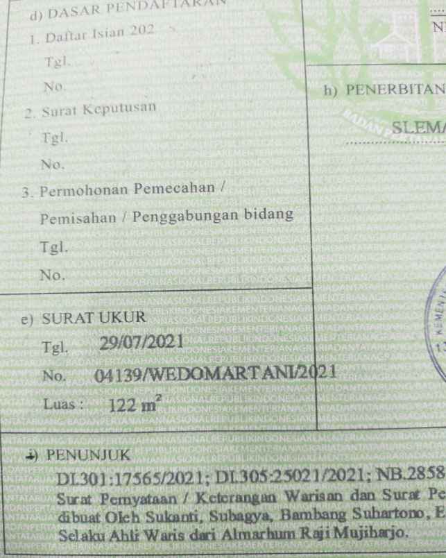 dijual tanah gondang legi kel