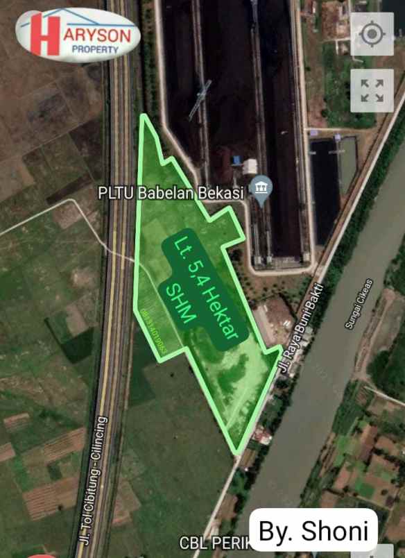 dijual tanah industri 5 4 hektar bekasi