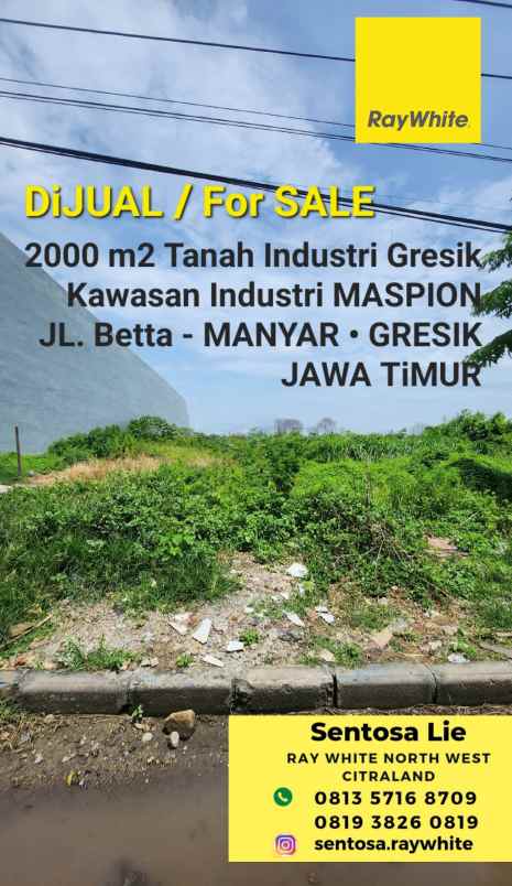 dijual tanah jalan beta maspion