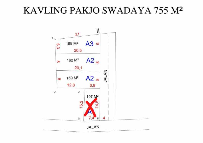 dijual tanah jl swadaya srijaya kec