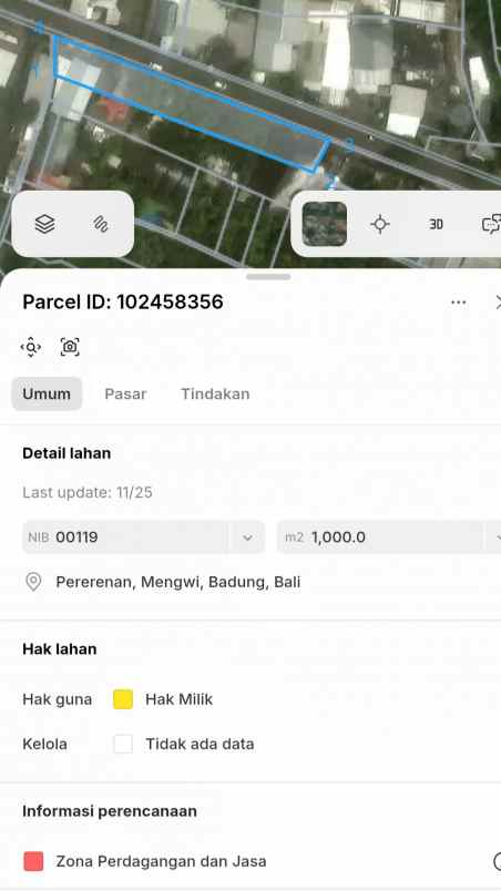 dijual tanah raya pererenan tanah lot