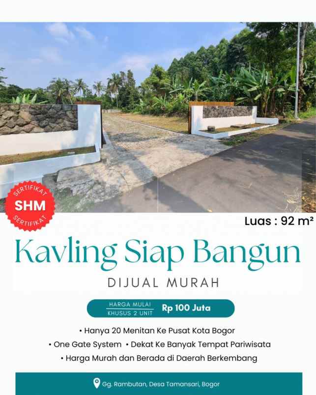 dijual tanah tamansari kec tamansari