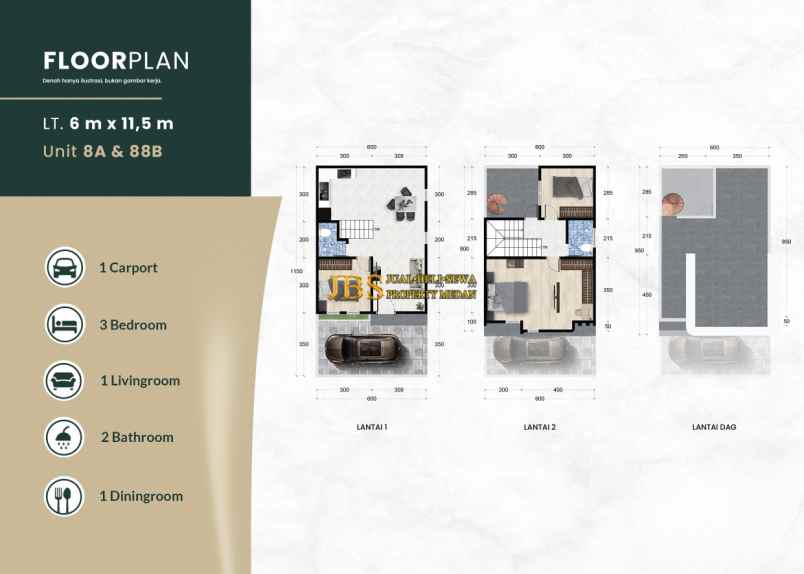 dijual villa eiffel suites jalan bersama