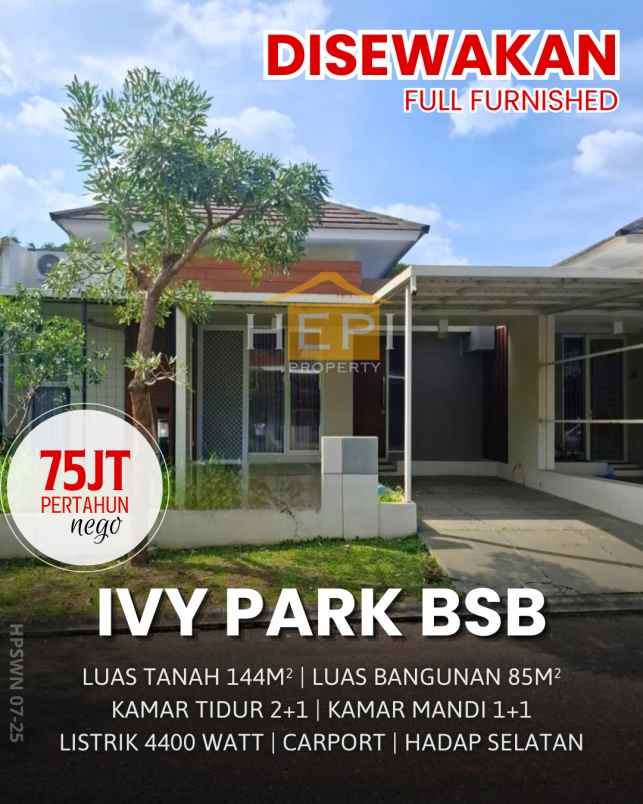 disewakan rumah di ivy park bsb semarang