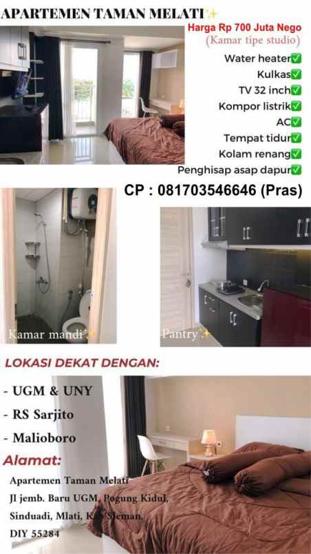 jual apartemen taman melati kamar tipe studio