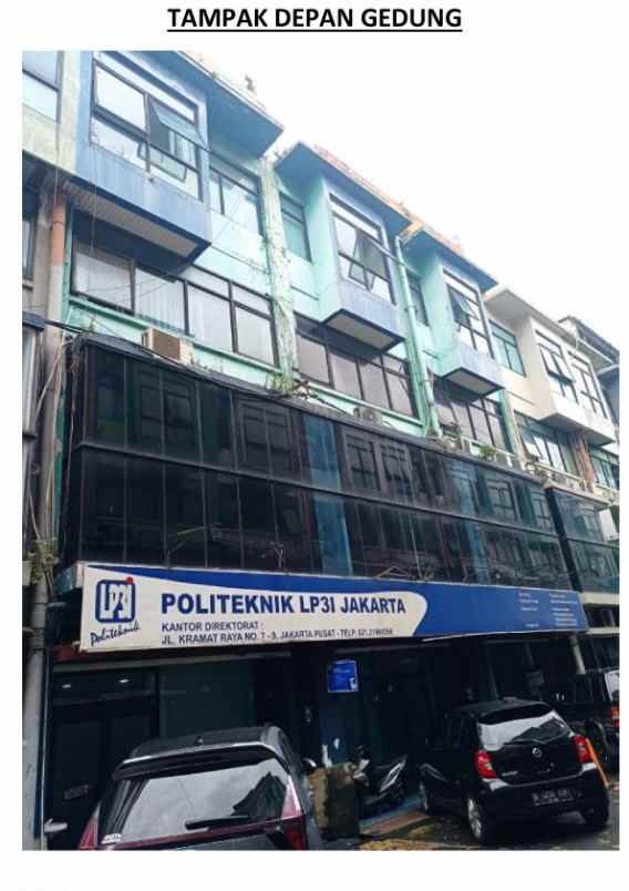 jual kantor 6 gedung 4 lantai lp3i