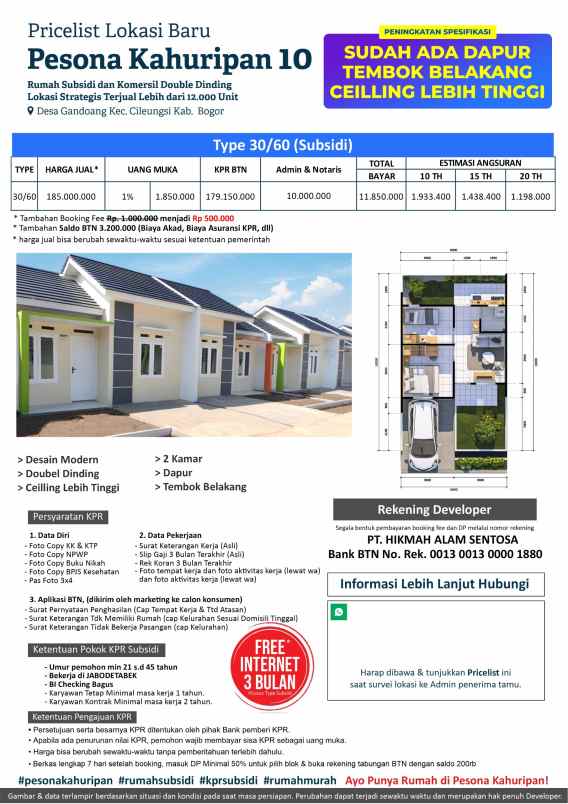 pesona kahuripan 10 rumah subsidi di cileungsi bogor