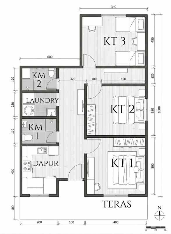 rumah 3 kamar tidur lokasi dekat jalan raya