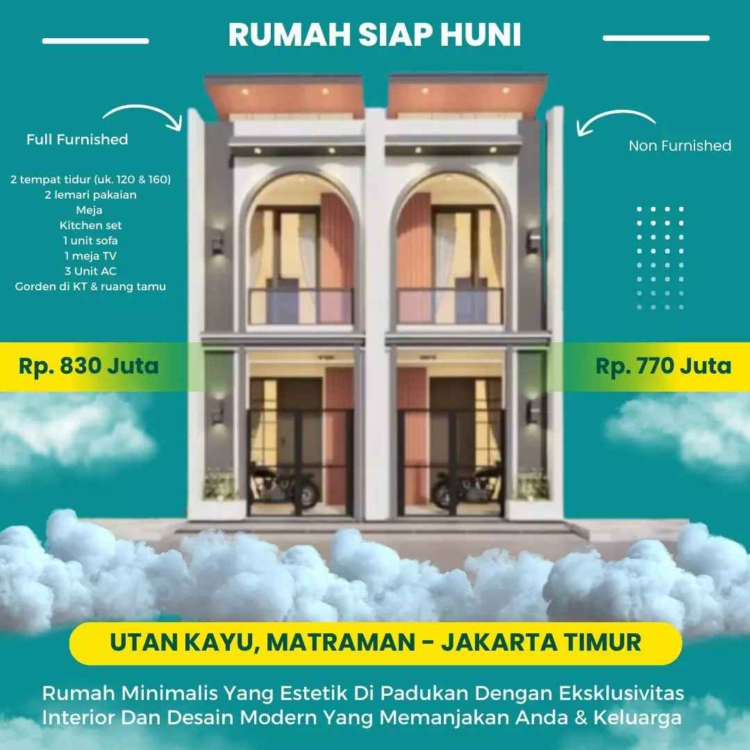rumah minimalis siap huni utan kayu jakarta timur