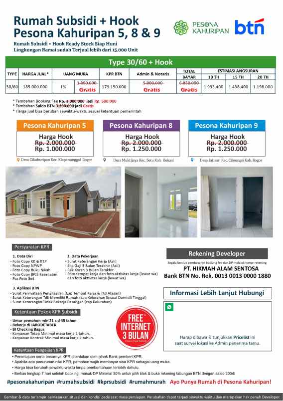 rumah subsidi pesona kahuripan 9 jatisari