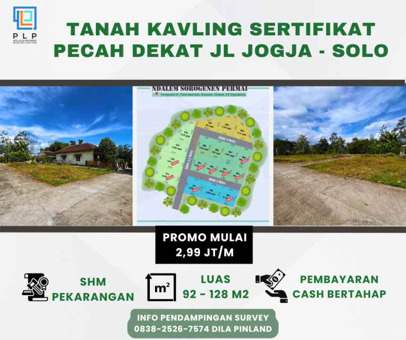 tanah kavling sertifikat pecah di dekat jl jogja solo